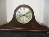 Vintage Wood Mantel Clock with Key