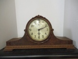 Vintage Herman Miller Carved Burl Wood Electric Mantel Clock
