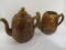 Two Antique Rockingham Glaze Style Coffee Pots