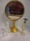 Crystal Perfume Bottle, De Vilbis  Amber Luster Perfume Bottle with Brass Rim and