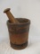 Antique Wooden Iron Banded Mortise and Pestle