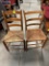Two Rush Seat Ladder Back Side Chairs