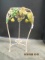 Painted Metal Plant Stand with Applied Leaves and Berries