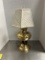 Brass Oil Parlor Lamp Converted to Electric with Paper Shade