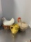 Camark Ceramic Hen on Nest, Ceramic Hen Cookie Jar and Ceramic Chick Pitcher