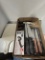Corian Cutting Board, Utopia Kitchen Knife Sharpener and Various Kitchen Knives