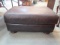 Mocha Leatherette Ottoman with Wooden Bun Feet