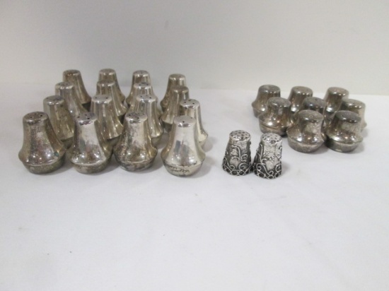 Individual Sterling Shakers and Pair of Sterling Thimbles