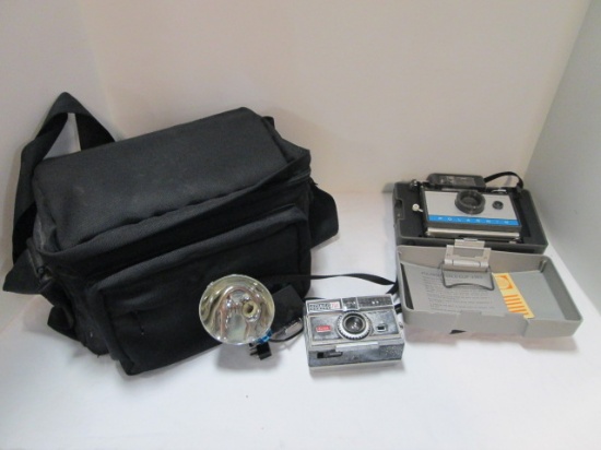 Polaroid 210 Land Camera, Kodak 304 Instamatic Camera, Polaroid Model 268 Flash