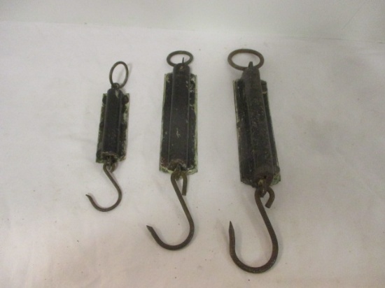 Three 25lb. Brass Spring Balance Scales