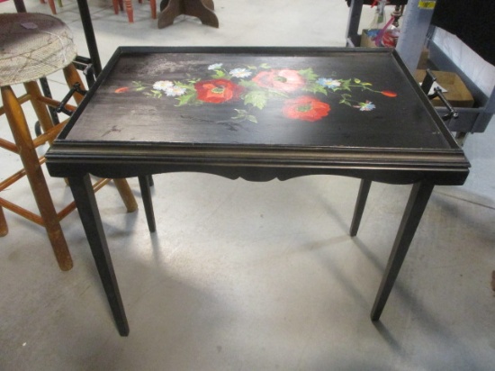 Ferguson Bros. Mfg. Co. Handpainted Black  Folding Leg Tray Table