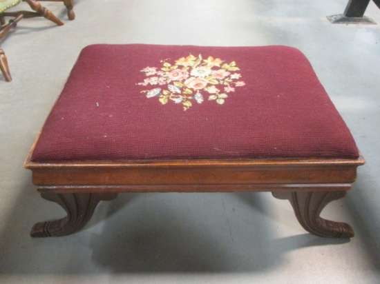 Mahogany Needlepoint Foot Stool