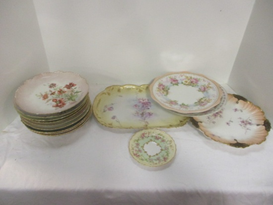 Grouping of Handpainted Limoges, France Porcelain Plates