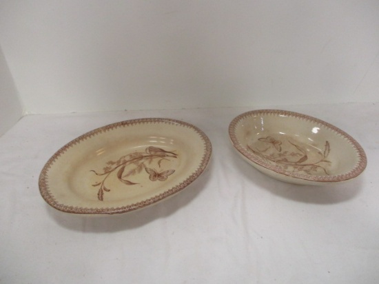Antique Royal Premium T&R Boote "Summer Time" Ironstone Oval Bowl and Dish