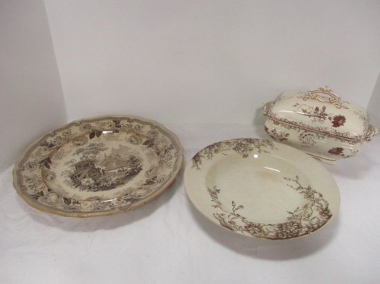 Antique Ironstone Tureen, Bowl and Plate