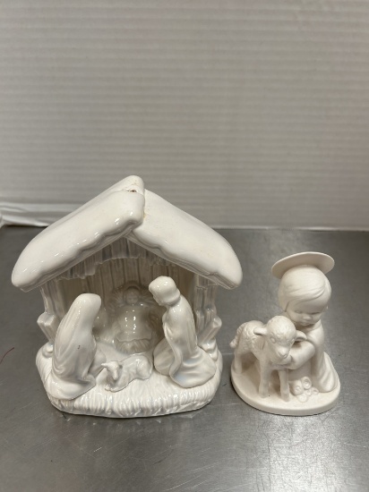 Ceramics by Gurtrude Musical Nativity and Goebel "Angel with Lamb"