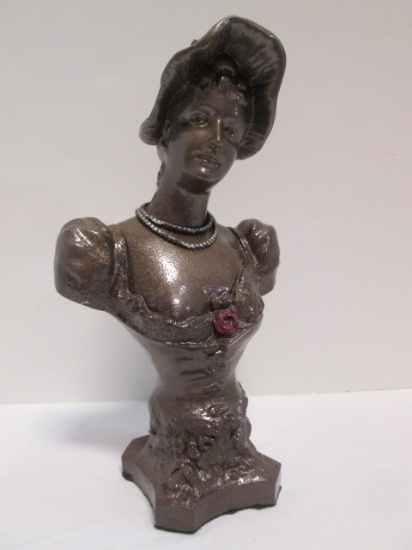 Handpainted Cast Metal Victorian Lady Bust