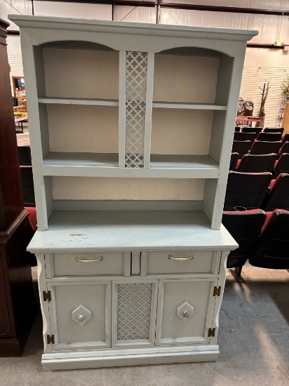 Painted 2 Piece China Hutch with Satin Nickel Hardware