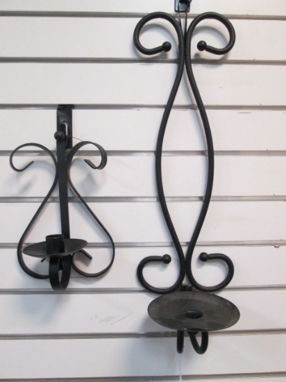 Two Wrought Iron Candle Wall Sconces