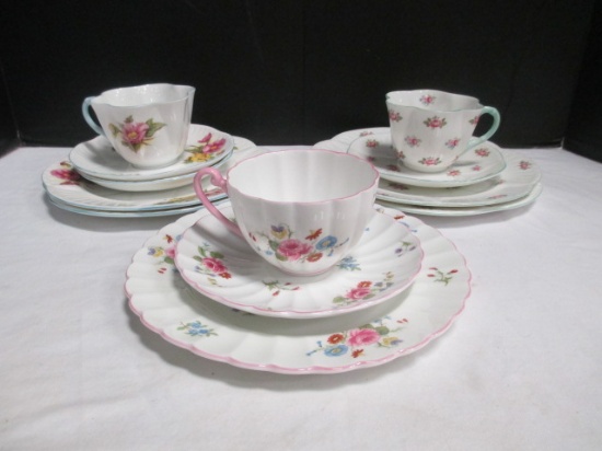 Three Shelley Fine Bone China Luncheon Sets