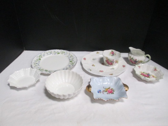 Shelley Fine Bone China Creamer, Sugar Bowl, Tidbit Dishes and Plates