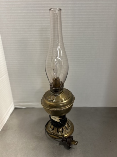 B & H Brass Oil Lamp Converted to Electric