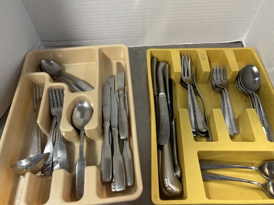 Community and Oxford Hill Stainless Steel Flatware Sets in Organizers