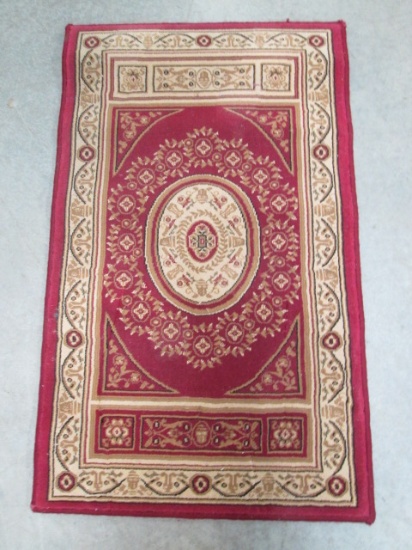 Beige/Burgundy Floor Mat/Rug