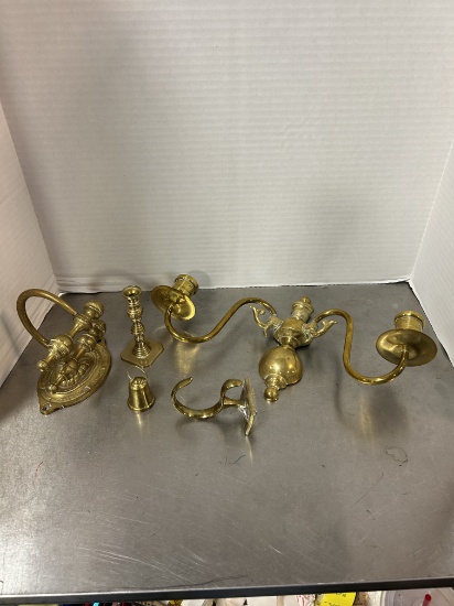 Pair of Brass 2 Arm Candle Scones