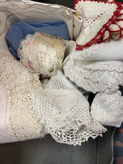 Grouping of Lace Doilies and Table Cloths