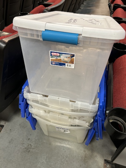 Four Storage Systems Flip Top Totes and Sterilite 64 Quart Tote