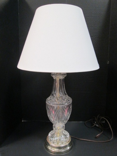 Crystal Table Lamp with Gold Tone Base