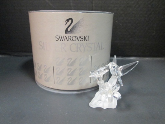 Swarovski Silver Crystal Hummingbird Figurine in Original Box with COA