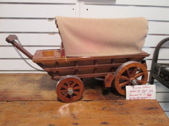 Hand Crafted Covered Wagon Television Lamp by Hoyt Lee of Piedmont, SC