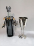 Pair of Silverplated Heart Shaped Interlocking Toasting Flutes and Whimsical