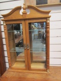Oak Wall Mount Display Cabinet with Mirrored Back