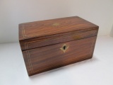 Brass Inlaid Mahogany Locking Tea Caddy