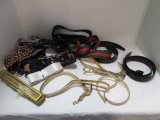 Alligator Ladies Belts, Fashion Purse/Satchel Straps, Gold Tone Belts and Hand Fan