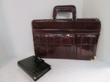 Eel Skin Attache Messenger Bag and Mundi Leather Day Planner