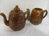 Two Antique Rockingham Glaze Style Coffee Pots