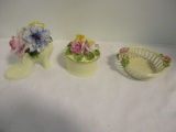 Bone China Flower Bouquets and Italian Pottery Pierced Ring Dish