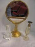 Crystal Perfume Bottle, De Vilbis  Amber Luster Perfume Bottle with Brass Rim and