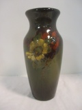 Vintage Pottery Vase with Handpainted Flower Design