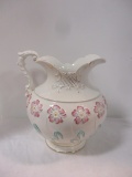 Porcelain Handpainted Wash Pitcher with Gold Gilt Accents