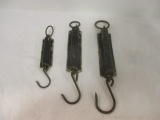 Three 25lb. Brass Spring Balance Scales