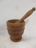 Antique Turned Wooden Mortise and Pestle