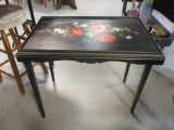Ferguson Bros. Mfg. Co. Handpainted Black  Folding Leg Tray Table