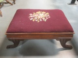 Mahogany Needlepoint Foot Stool