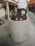 Vintage Brown/White Stoneware 5 Gallon Jug