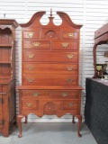 Thomasville 2 Piece Carved Shell Design Cherry Highboy with Cabriole Legs
